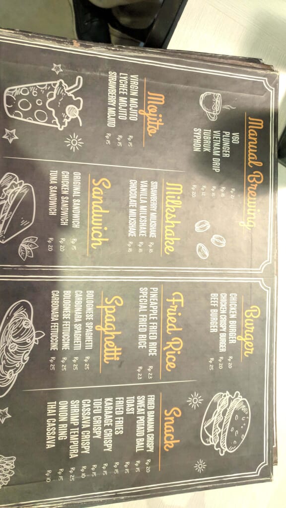 harga menu cafe kopi prabu kedaton